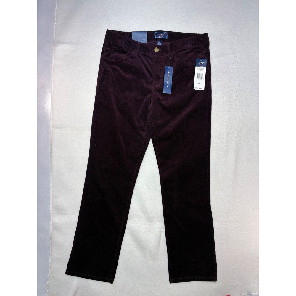 Chaps Petite Burgundy Corduroy Slimming Fit Pants‎ Women's Size 8P